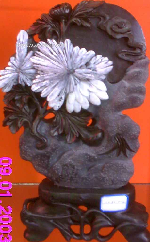 天然菊花石工艺品&quot;花好月圆&quot;