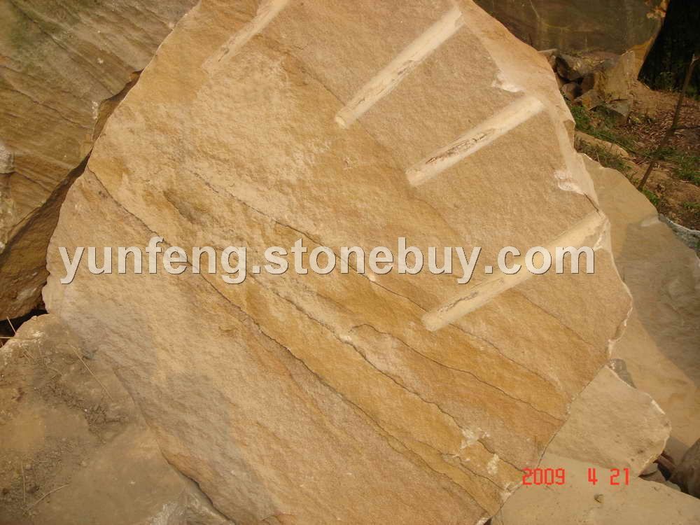 黄砂岩山水纹荒料