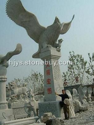 石雕大鹏，鹰石雕苍鹰雄鹰，雄鹰展翅，鹏程万里，大象骏马,宝瓶鹿鹤石雕动物