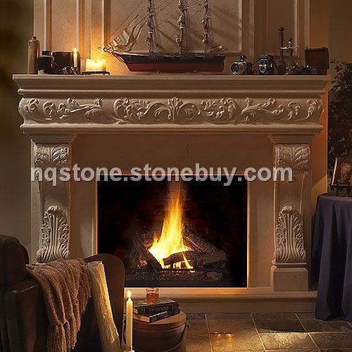 F-233出口北美砂岩雕刻壁炉SAND-STONE FIREPLACE