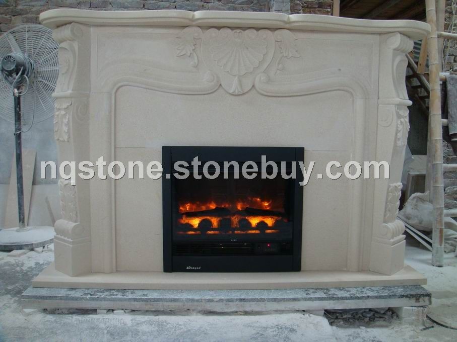 F-225石灰石雕花壁炉架Limestone Fireplace