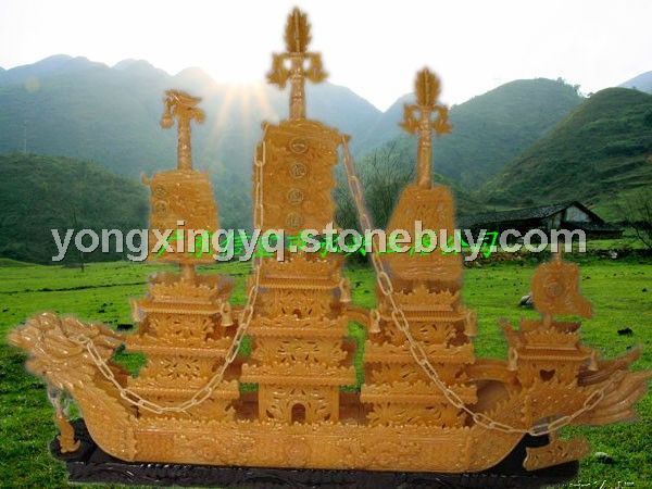 深圳玉器吉祥物 黄玉龙船&nbsp;