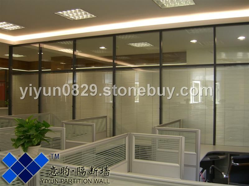 鋁合金玻璃隔斷/雙層鋼化玻璃內置百葉隔間墻