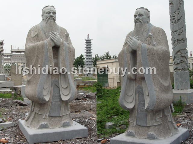 石雕孔子雕塑，花岗岩孔子雕塑