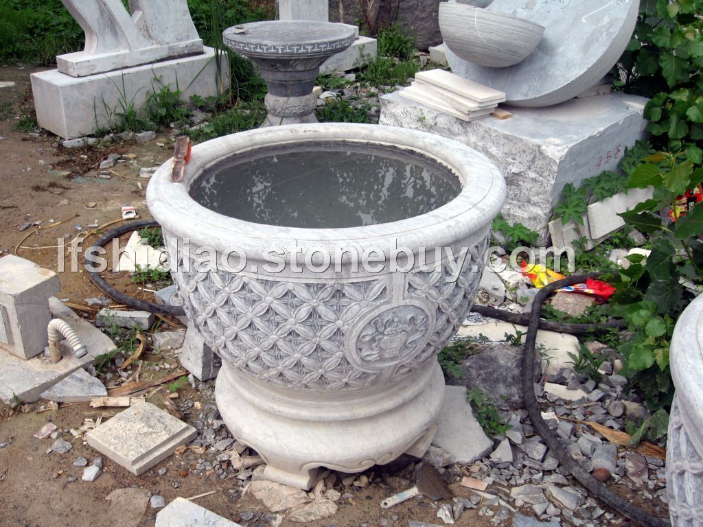 石雕花盆水盆，水钵