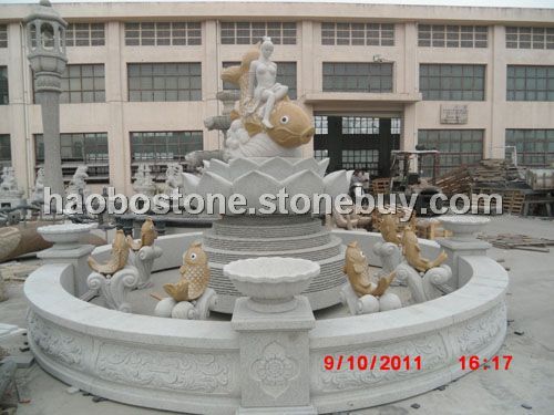 美人魚(yú)雕刻噴泉　廣場(chǎng)雕刻　園林雕刻　石雕　噴水池　噴水球　雕刻