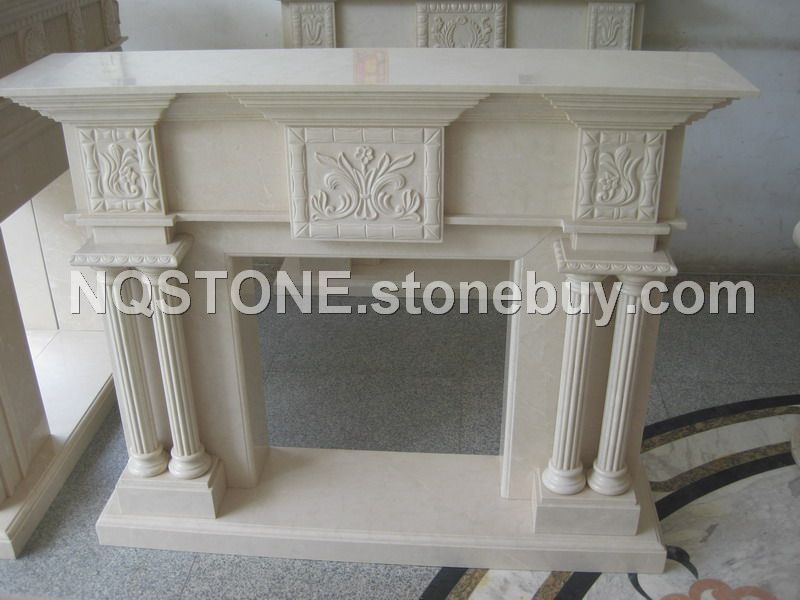 F-261莎安娜米黄雕刻壁炉MARBLE FIREPLACE MANTEL