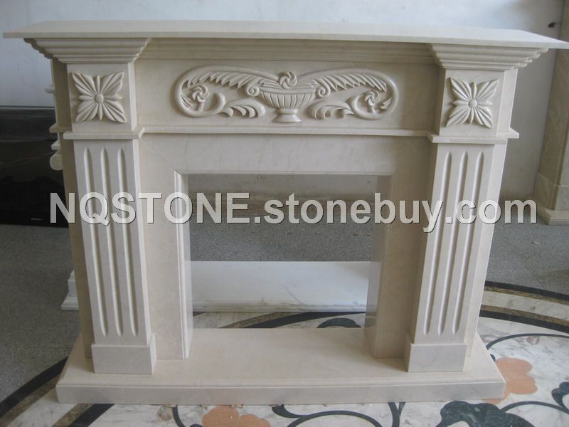 F-257进口天然莎安娜米黄雕刻壁炉MARBLE FIREPLACE MANTEL