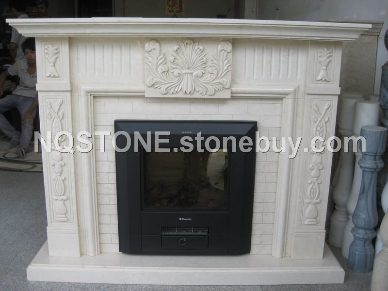 F-255莎安娜米黄雕刻壁炉MARBLE FIREPLACE MANTEL