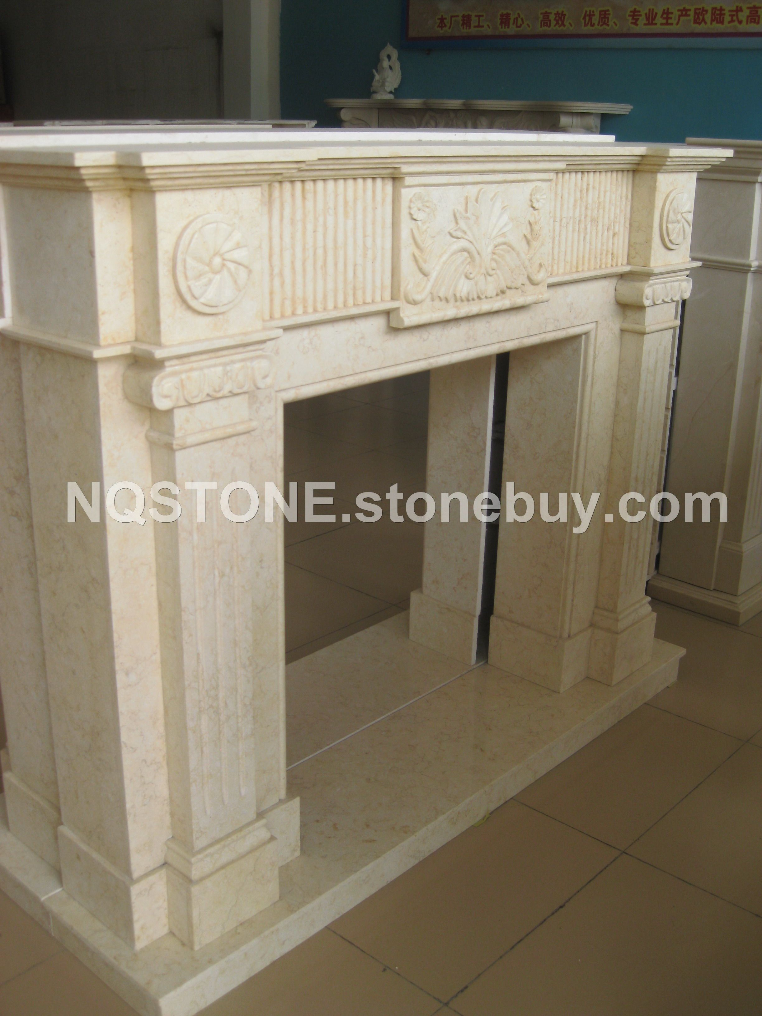 F-252进口米黄大理石壁炉MARBLE FIREPLACE MANTEL