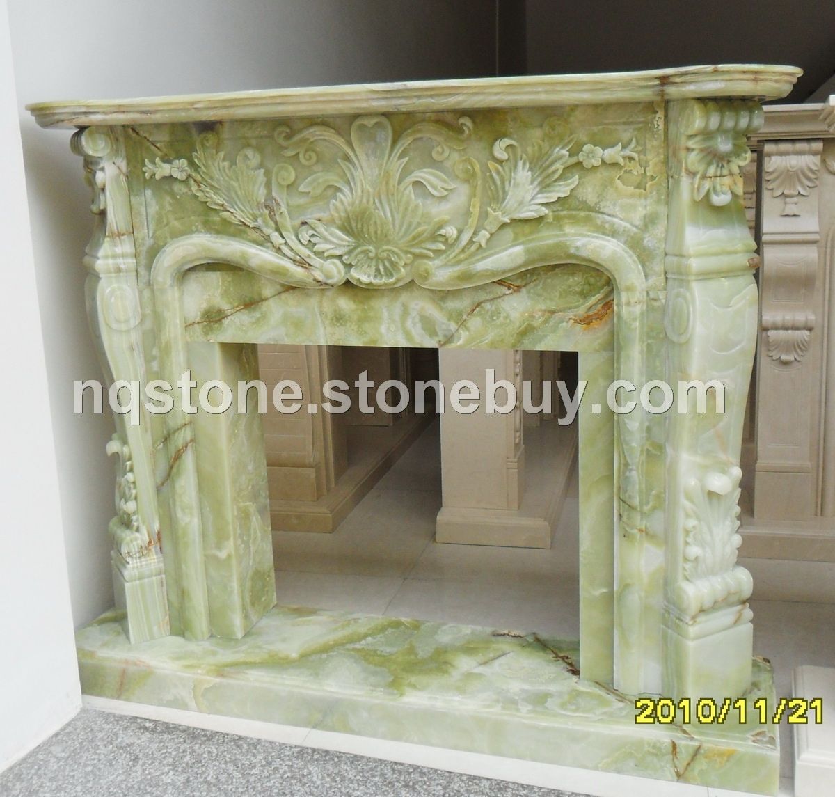 F-262巴基斯坦进口玉石纯手工雕刻壁炉架ONYX FIREPLACE MANTEL