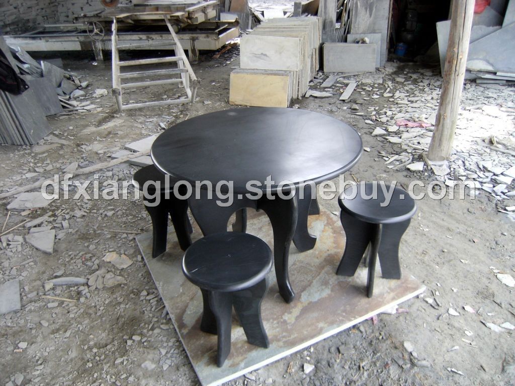 黑色石桌子，青石桌子，抛光石桌子