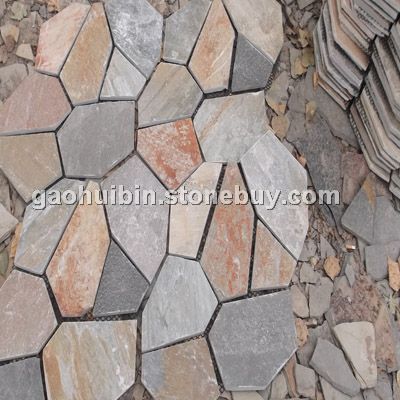 1锈板岩 河北天然锈板碎拼石材 品质坚硬 色泽鲜明 价格低廉 厚度定做