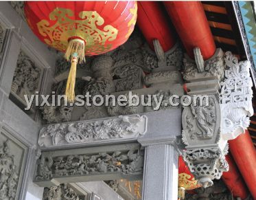 寺庙青石浮雕寺庙复杂雕刻