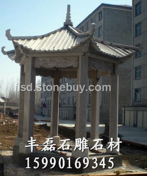 石雕亭 石亭安装现场