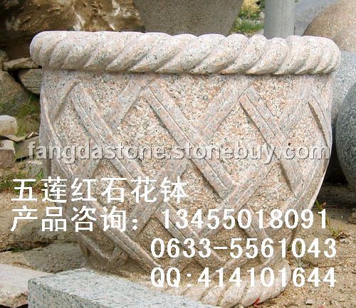 五莲红石花盆加工