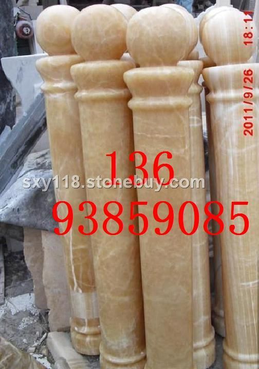 松香玉将军扶手柱米黄玉产品