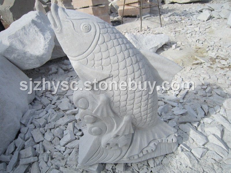 汉白玉雕刻品 鱼