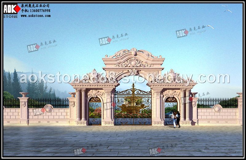 欧式别墅围墙大门效果图