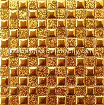 金色凹凸面陶瓷马赛克客厅厨房别墅墙面砖