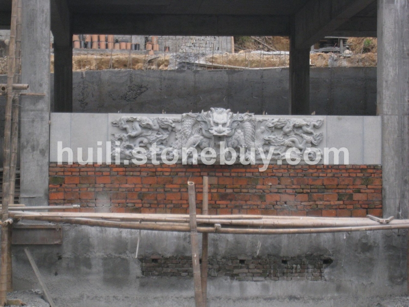 芝麻黑五龙石雕堵