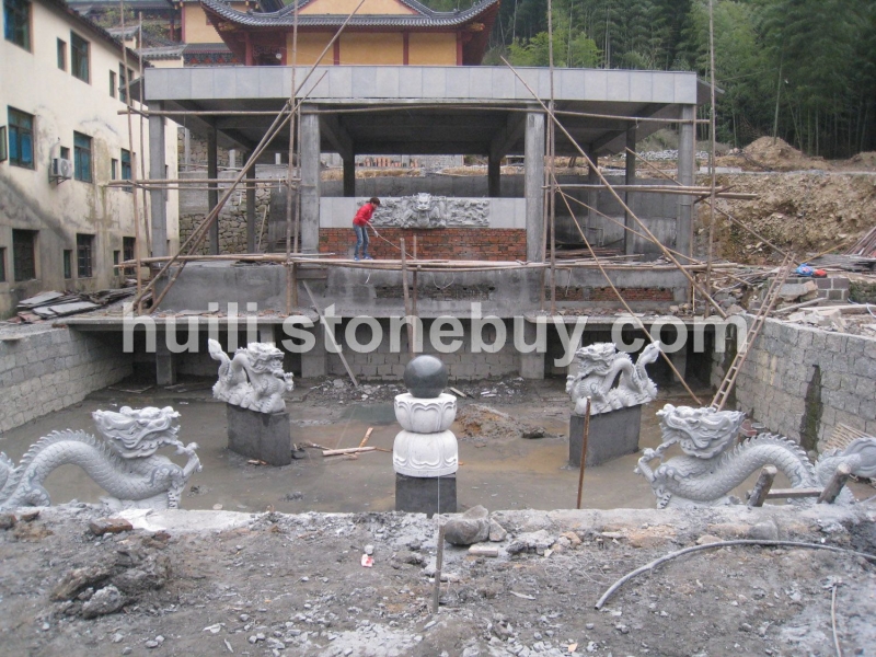 芝麻黑五龙石雕堵