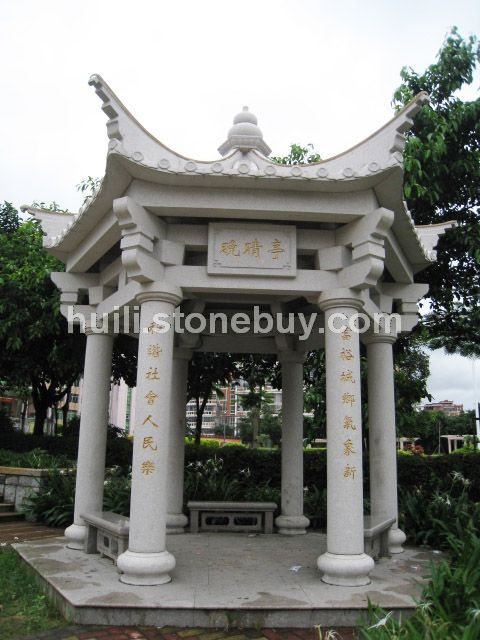 芝麻白石雕六角亭