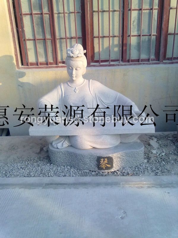 花崗巖石材古人雕塑 彈琴人物雕塑
