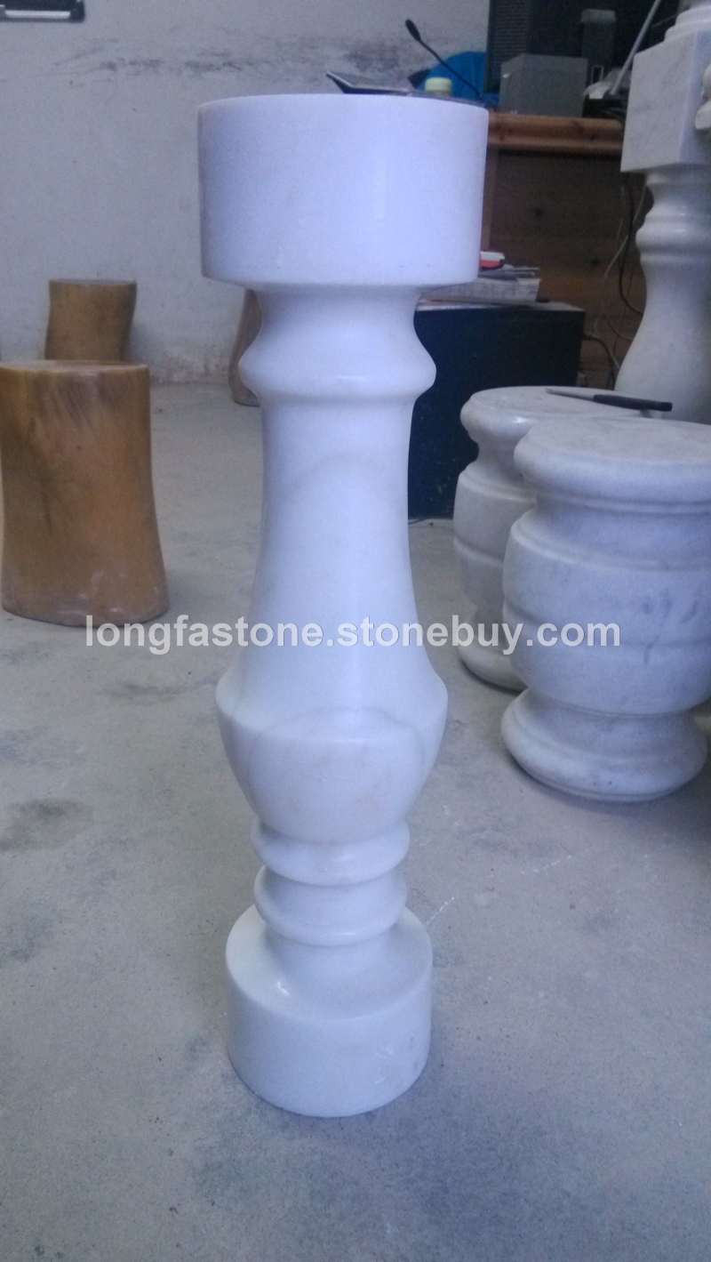 广西白天然大理石栏杆 天然广西白别墅栏杆 圆头15X15X60栏杆