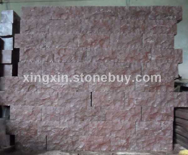 红色石材自然墙面