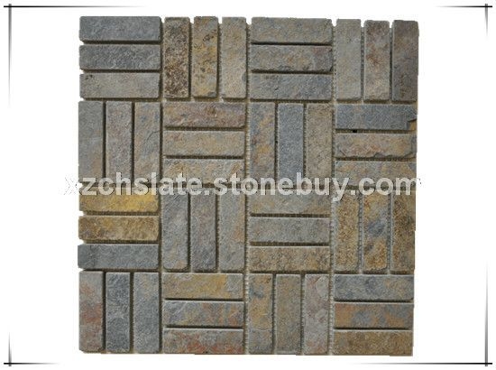 江西文化石 板岩 锈色马赛克 艺术拼花板材