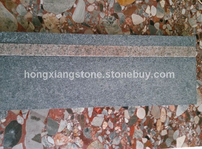 鸿祥新火烧楼梯板 芝麻灰花岗岩 芝麻黑石材 灰色石材 福建灰麻花岗岩