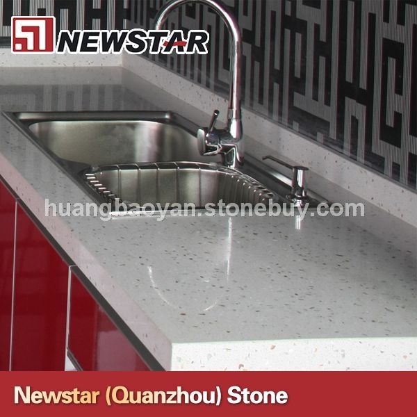 Newstar kitchen countertop crystal white quartz