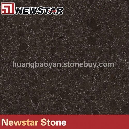 Newstar black quartz artificial stone tile