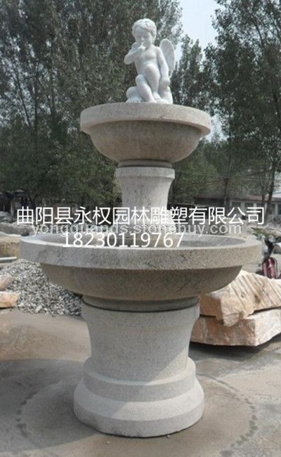 芝麻灰石材小天使噴泉
