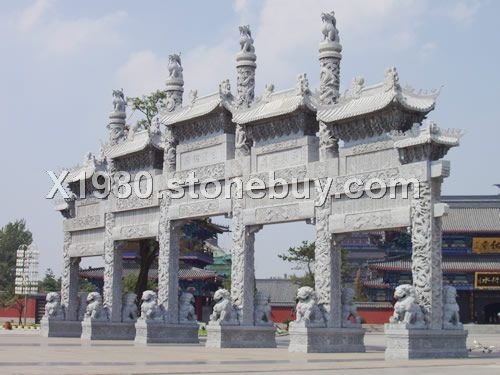 山东青石 石栏杆，石牌坊，石亭子