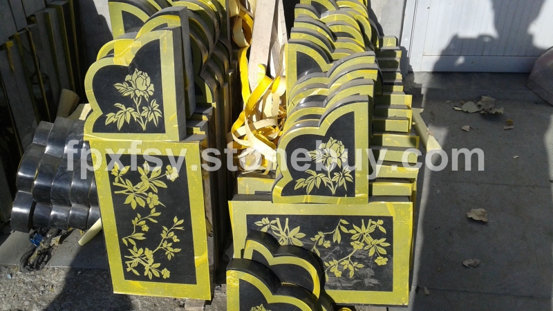 中国黑 河北黑 山西黑 墓碑包古喷砂中（龙凤呈祥）
