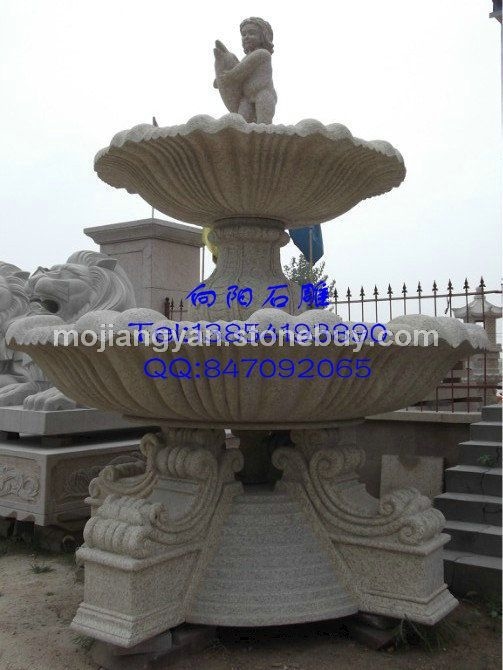 石雕噴泉水缽（黃銹石、五蓮紅、黃金麻）