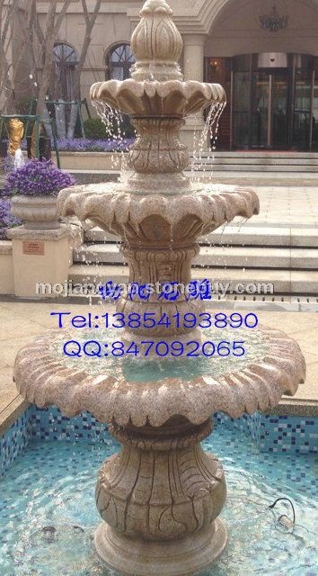 黃銹石石雕噴泉水缽、黃金麻噴泉水缽