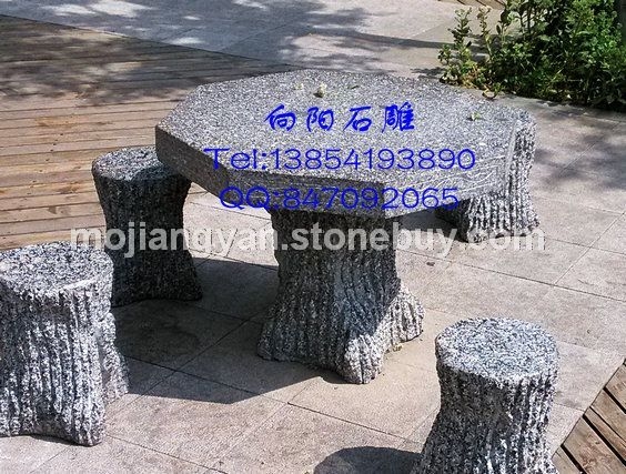 石材桌椅、石凳子、黃銹石石凳