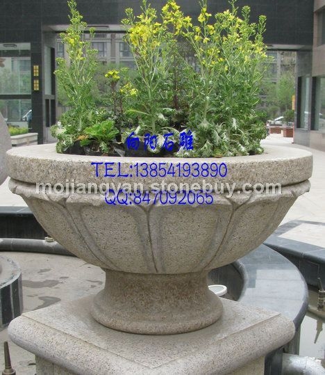 石雕花盆花钵、黄锈石花盆花钵、黄金麻花盆花钵、五莲红花盆花钵、山东石雕花盆、济南石雕花盆