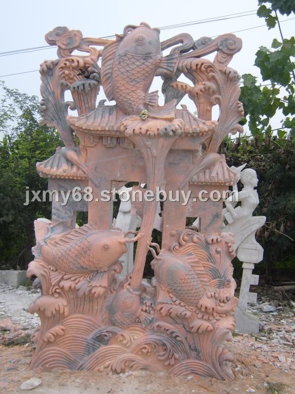 石雕海豚，石雕鱼，手工雕刻鲤鱼戏水，龙凤大鹏，大象骏马，宝瓶鹿鹤等石雕瑞兽动物