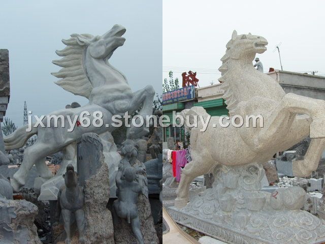 马踏飞燕石雕马，骏马，驷马聚首石雕动物等中央美院雕塑大师作品石雕