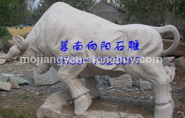 石雕牛、石雕斗牛、华尔街牛、山东石雕牛、济南石雕牛、牧童牛雕塑