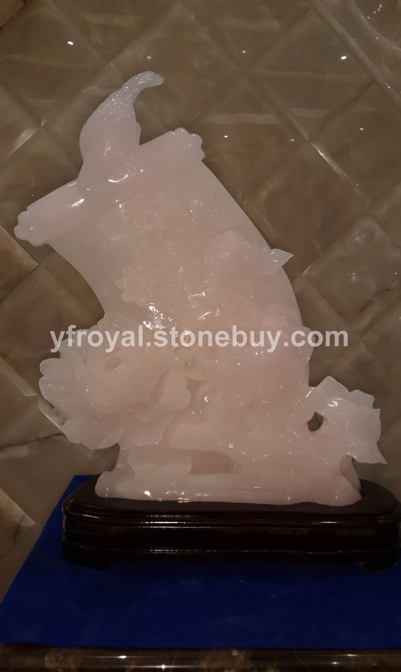 粉紫玉雕件-玉石工藝金榜題名
