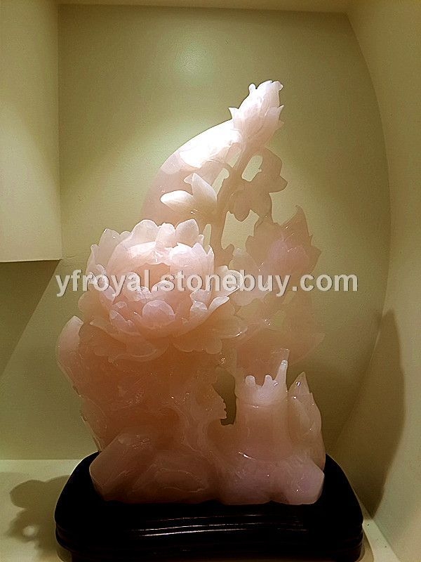 玉石工藝擺件—粉紫玉雕件榮華富貴