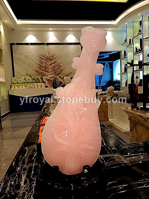 玉石工藝品-玉石雕件-粉紫玉雕件-蘭花琵琶琴