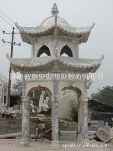 石雕仿古六角凉亭 花岗岩凉亭 单层石亭 园林景观 双层凉亭  户外石亭