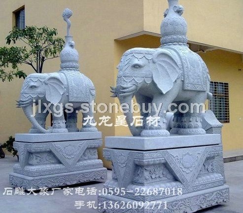 仿古石雕大象雕刻 开光化煞转运石雕大象