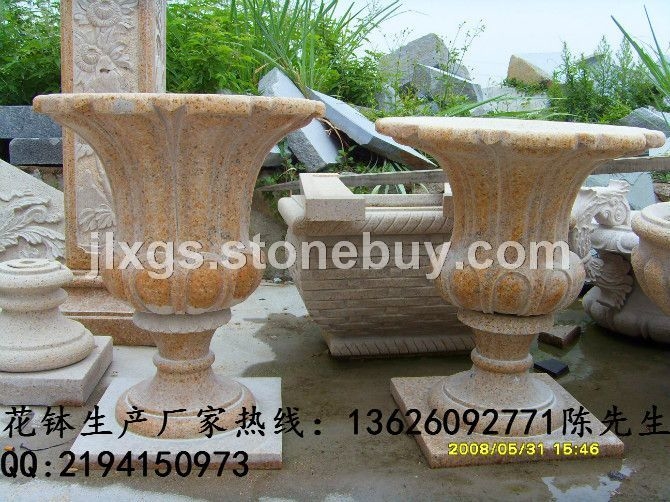 石材黄金麻花盆 成品花盆  欧式花盆